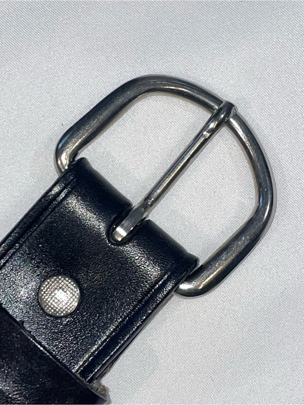 Black Leather Men's Belt with Decorative Stitching. Size 36